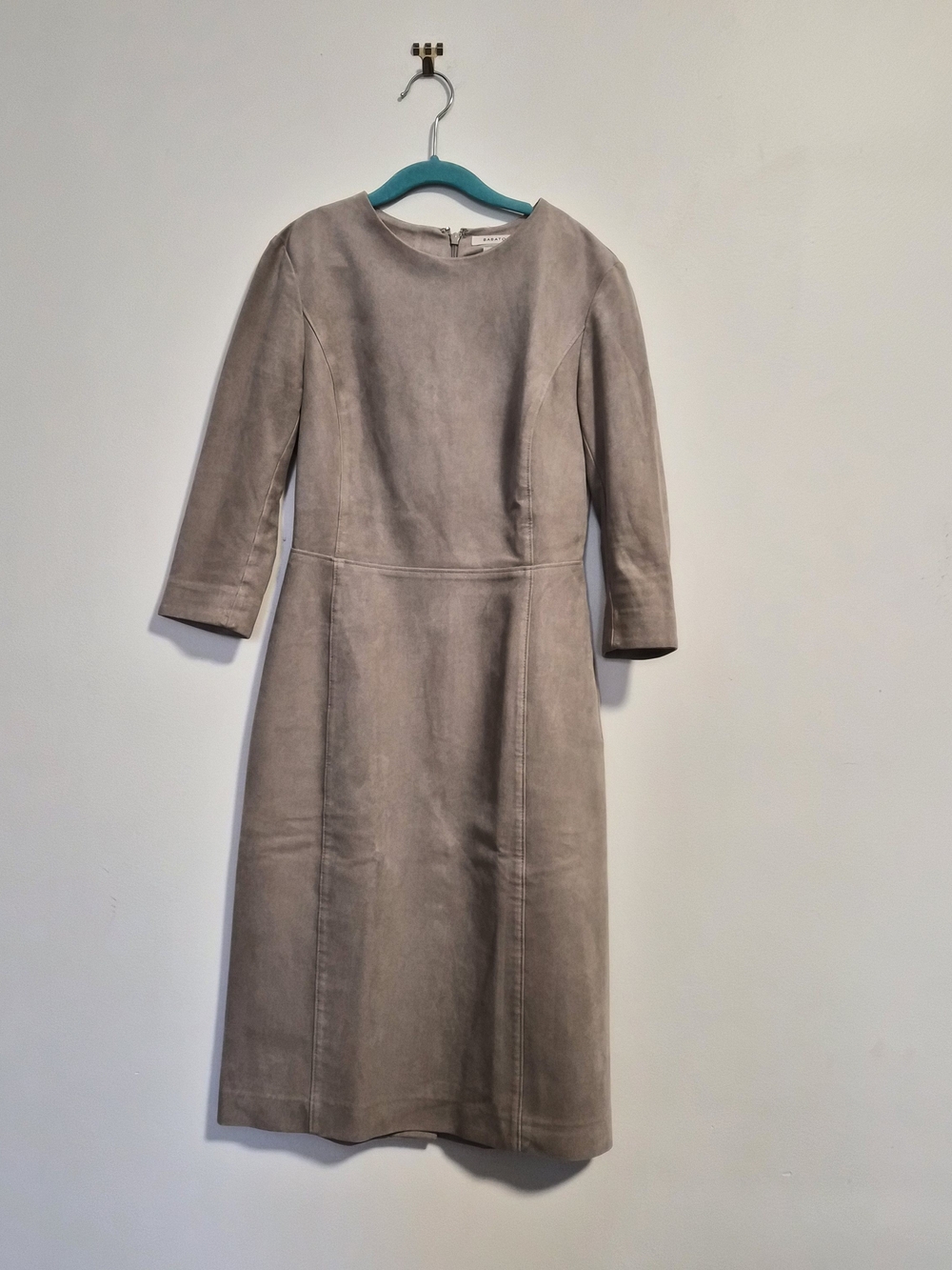 Aritzia Babaton Taupe Suede Midi Dress